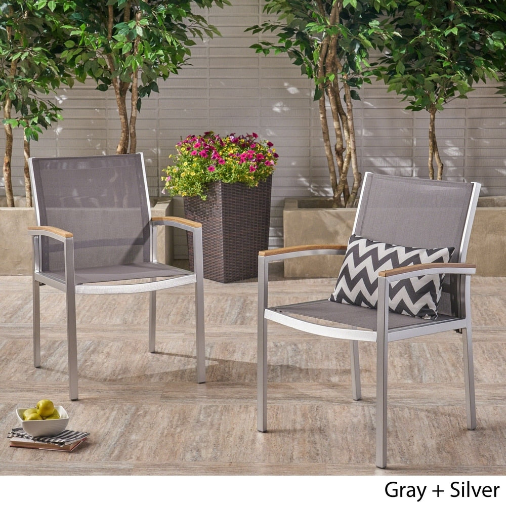 Luton Outdoor Wicker Dining Chair with Aluminum Frame (Set of 2) by Christopher Knight Home