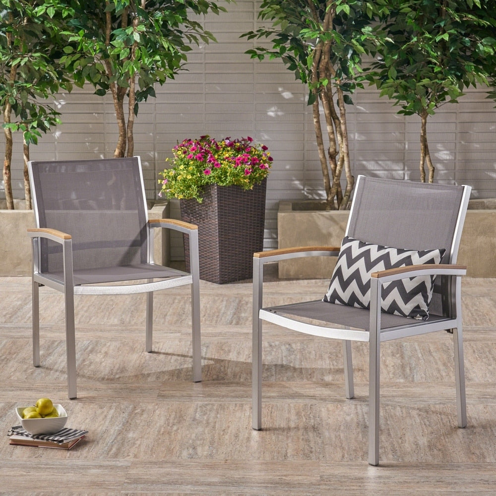 Luton Outdoor Wicker Dining Chair with Aluminum Frame (Set of 2) by Christopher Knight Home