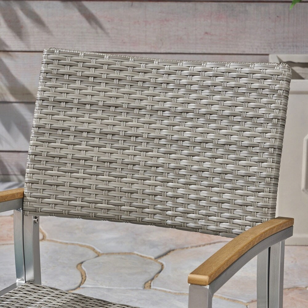 Luton Outdoor Wicker Dining Chair with Aluminum Frame (Set of 2) by Christopher Knight Home
