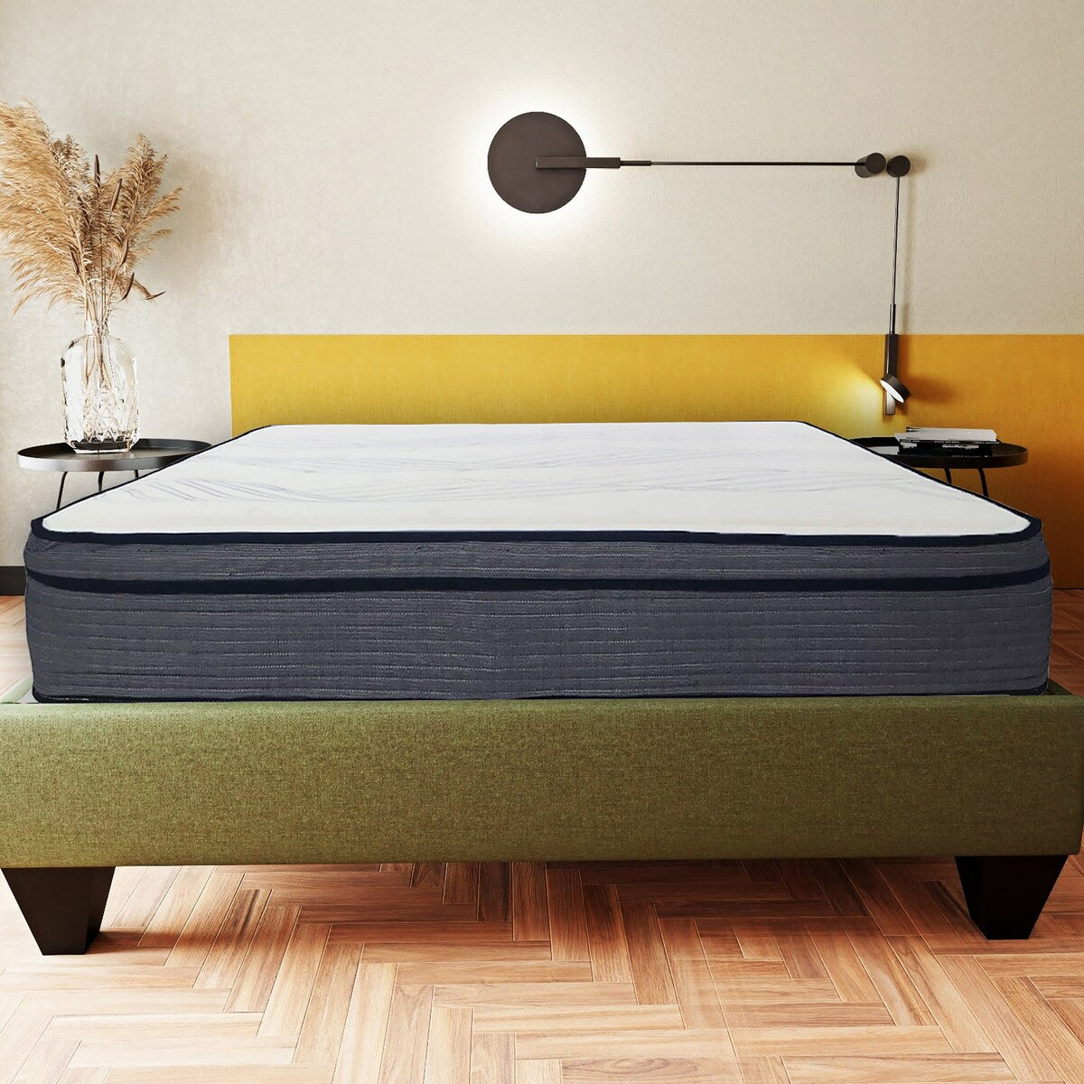 Luxe 14 in. Hybrid Plush Foam Mattress in a Box, White/Gray
