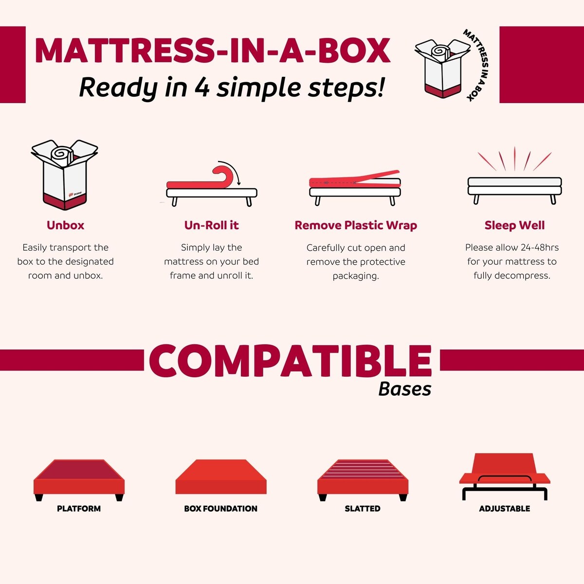 Luxe 14 in. Hybrid Plush Foam Mattress in a Box, White/Gray