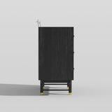 Luxe Matte Black Dresser w/Golden Hardware - Spacious Bedroom Storage