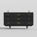 Luxe Matte Black Dresser w/Golden Hardware - Spacious Bedroom Storage