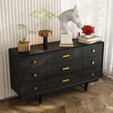 Luxe Matte Black Dresser w/Golden Hardware - Spacious Bedroom Storage