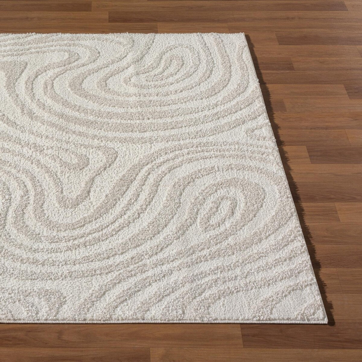 Luxe Weavers Geometric Swirl Cream Area Rug, Stain Resistant Carpet