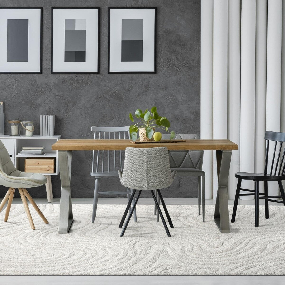 Luxe Weavers Geometric Swirl Cream Area Rug, Stain Resistant Carpet
