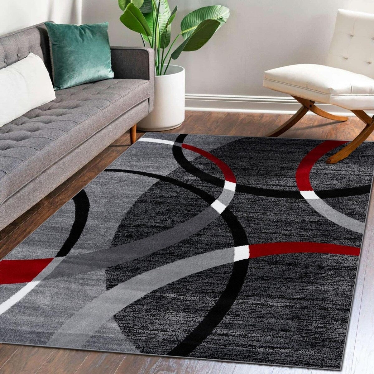 Luxe Weavers Gray Modern Geometric Area Rug - 5' x 7'