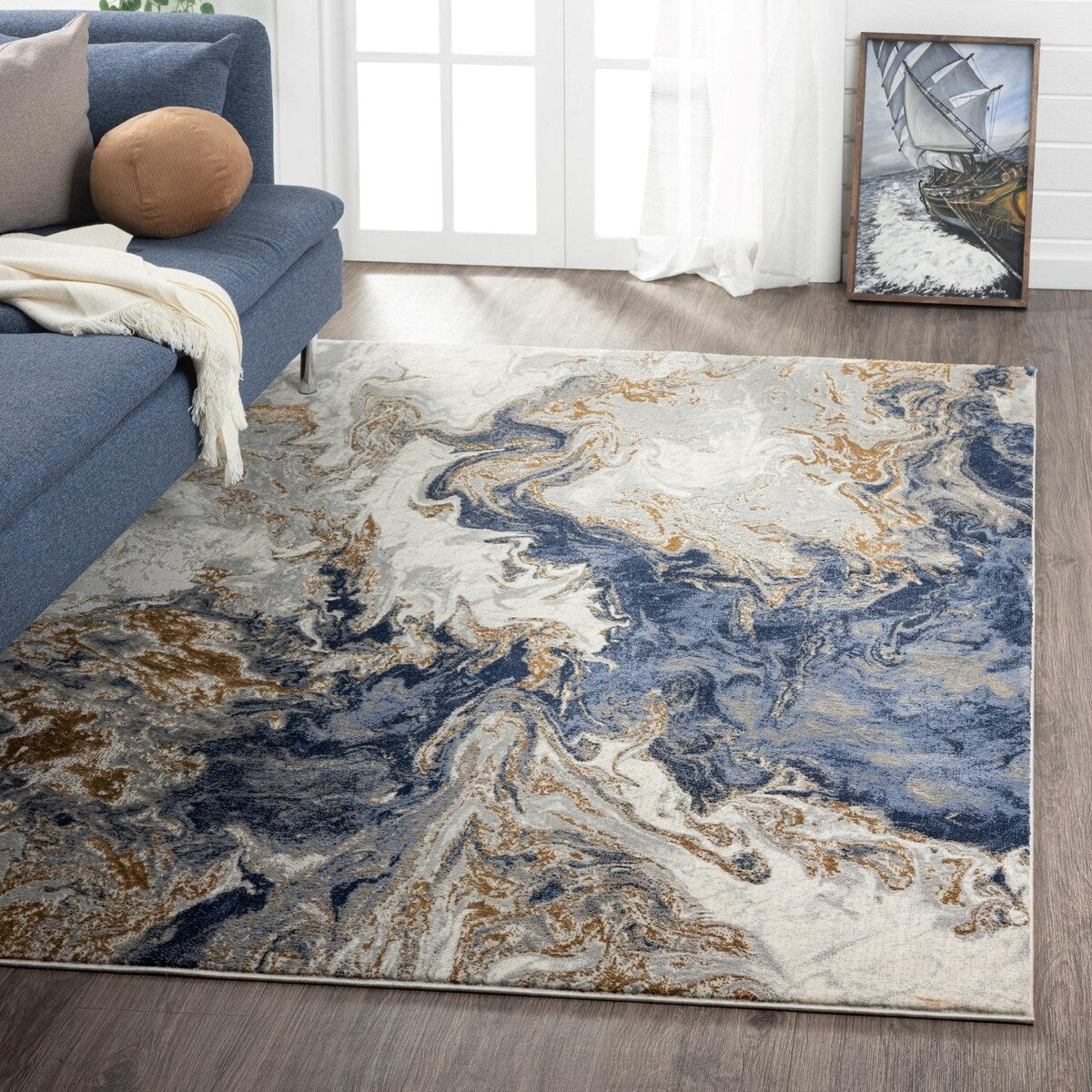 Luxe Weavers Marble Abstract Area Rug, Non-Shedding Carpet