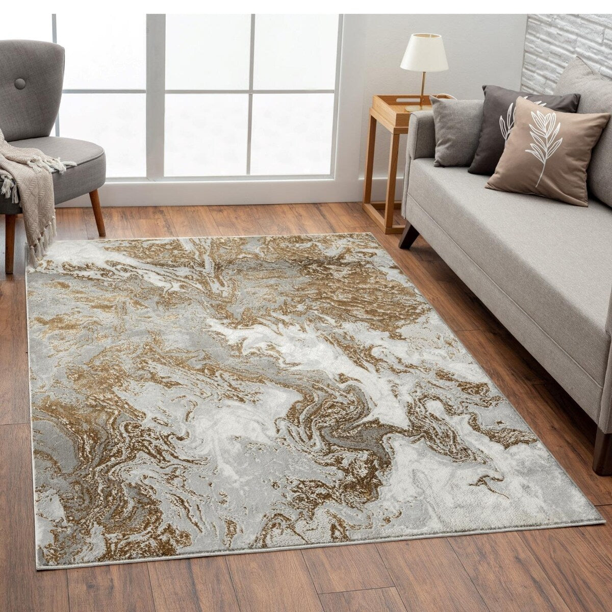 Luxe Weavers Marble Abstract Area Rug, Non-Shedding Carpet