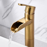 Luxier BSH16-T Waterfall Single Handle 1-Hole Vessel Bathroom Faucet with Drain