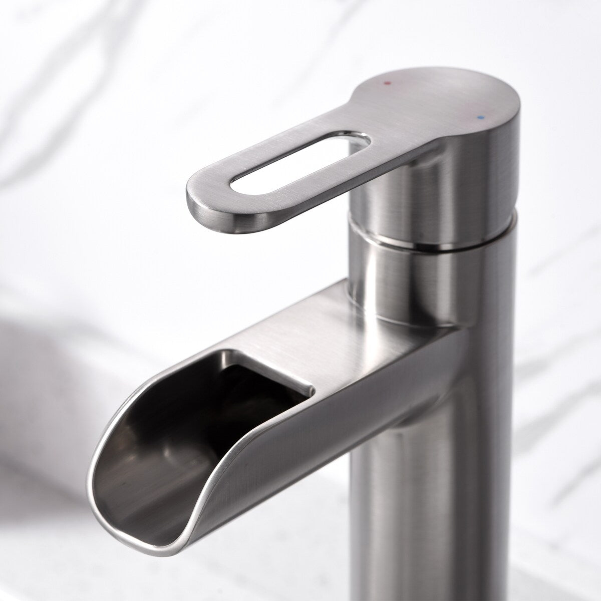 Luxier BSH16-T Waterfall Single Handle 1-Hole Vessel Bathroom Faucet with Drain