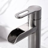 Luxier BSH16-T Waterfall Single Handle 1-Hole Vessel Bathroom Faucet with Drain