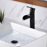 Luxier BSH16-T Waterfall Single Handle 1-Hole Vessel Bathroom Faucet with Drain