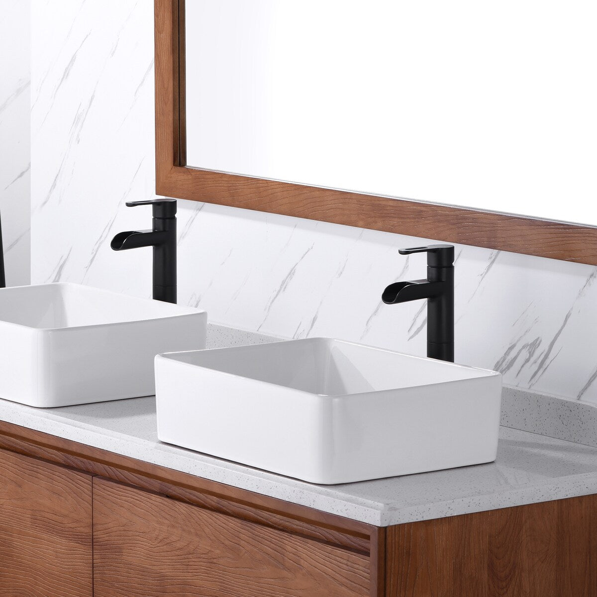 Luxier BSH16-T Waterfall Single Handle 1-Hole Vessel Bathroom Faucet with Drain