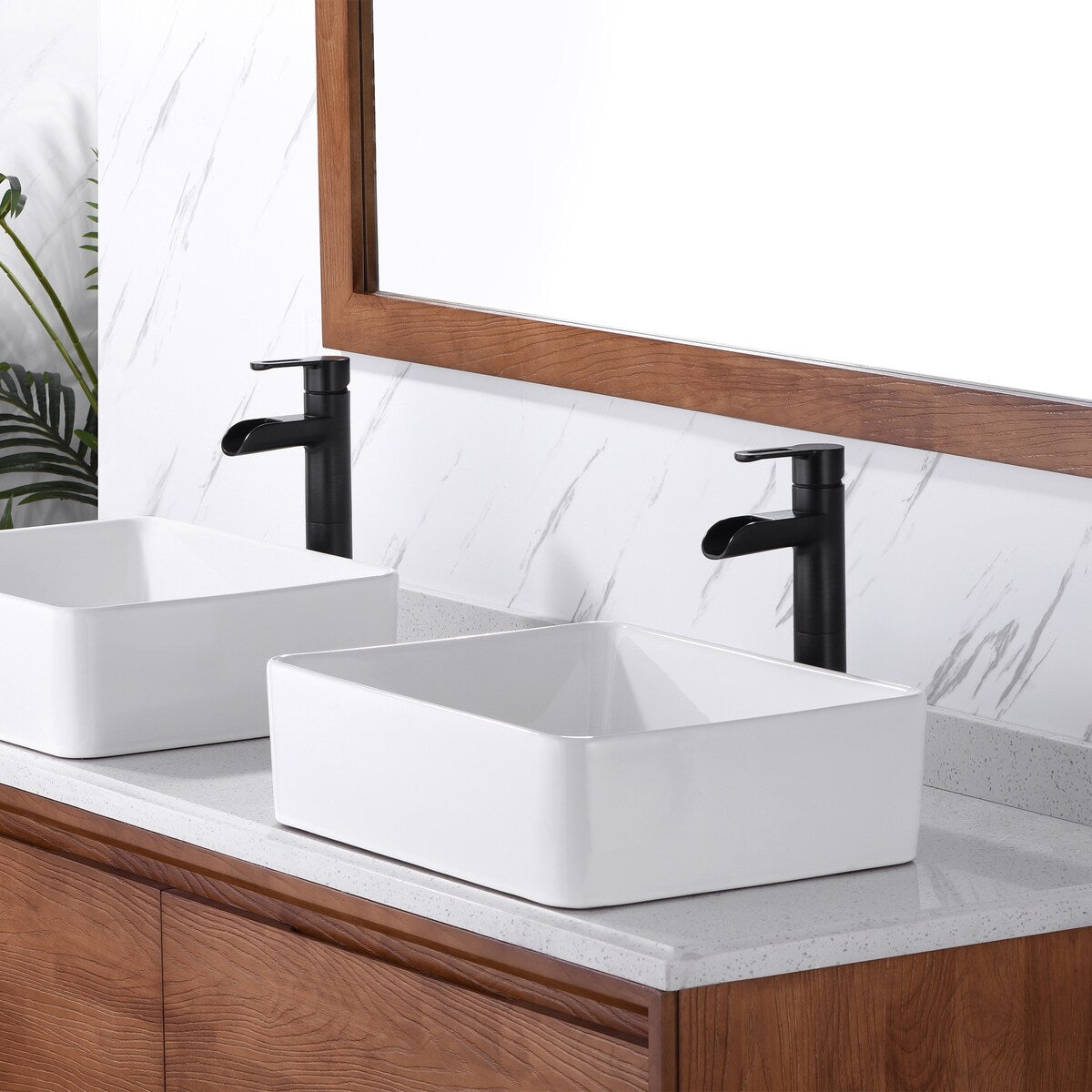 Luxier BSH16-T Waterfall Single Handle 1-Hole Vessel Bathroom Faucet with Drain