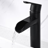 Luxier BSH16-T Waterfall Single Handle 1-Hole Vessel Bathroom Faucet with Drain