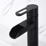 Luxier BSH16-T Waterfall Single Handle 1-Hole Vessel Bathroom Faucet with Drain