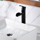 Luxier BSH16-T Waterfall Single Handle 1-Hole Vessel Bathroom Faucet with Drain