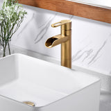 Luxier BSH16-T Waterfall Single Handle 1-Hole Vessel Bathroom Faucet with Drain