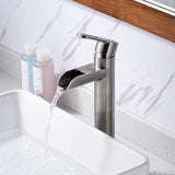 Luxier BSH16-T Waterfall Single Handle 1-Hole Vessel Bathroom Faucet with Drain