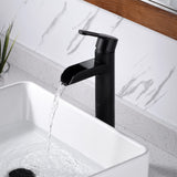 Luxier BSH16-T Waterfall Single Handle 1-Hole Vessel Bathroom Faucet with Drain