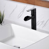 Luxier BSH16-T Waterfall Single Handle 1-Hole Vessel Bathroom Faucet with Drain