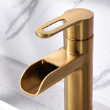 Luxier BSH16-T Waterfall Single Handle 1-Hole Vessel Bathroom Faucet with Drain