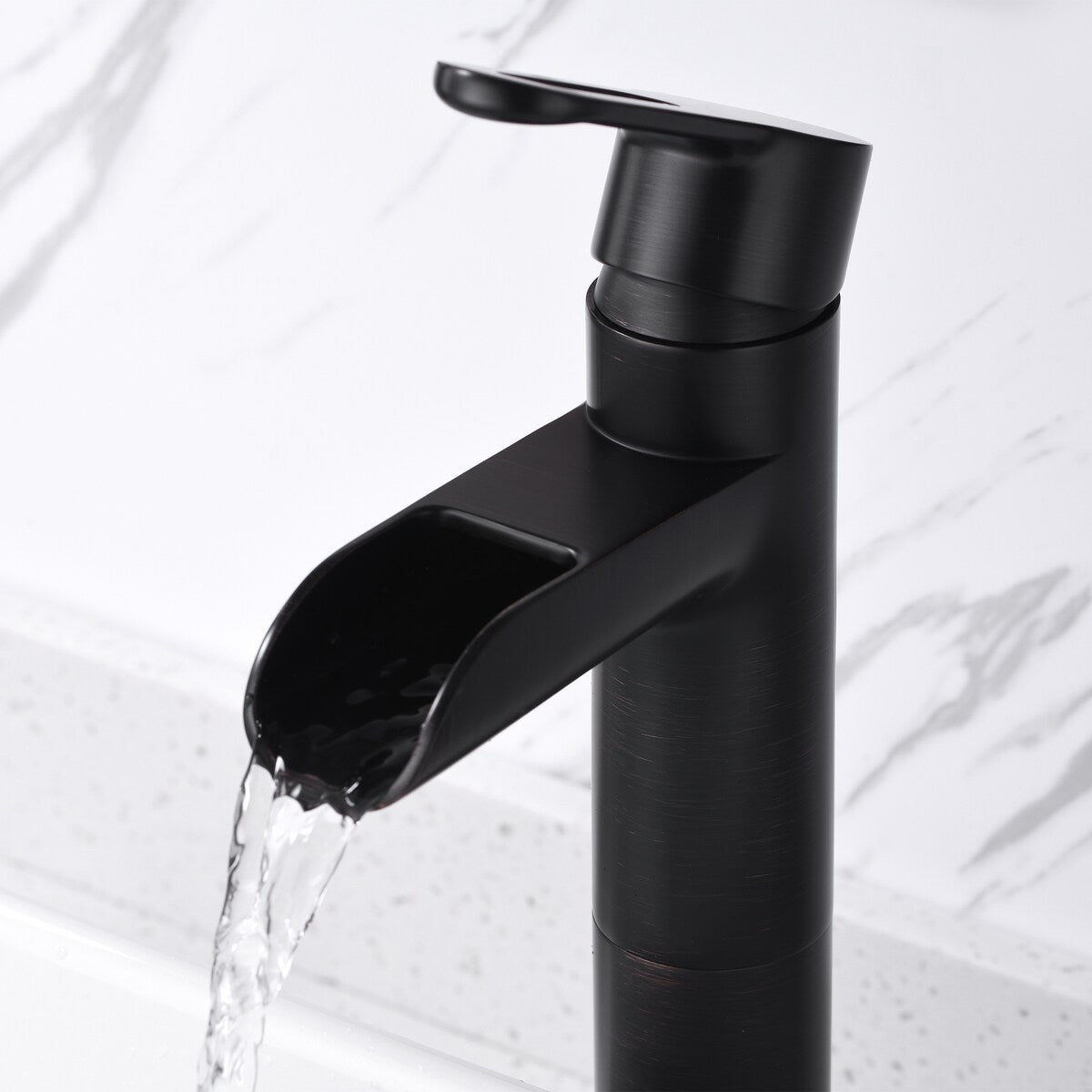 Luxier BSH16-T Waterfall Single Handle 1-Hole Vessel Bathroom Faucet with Drain