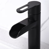 Luxier BSH16-T Waterfall Single Handle 1-Hole Vessel Bathroom Faucet with Drain
