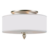 Luxo 3 Light Drum Shade Nickel Flush Mount - 14'' W x 8.5'' H