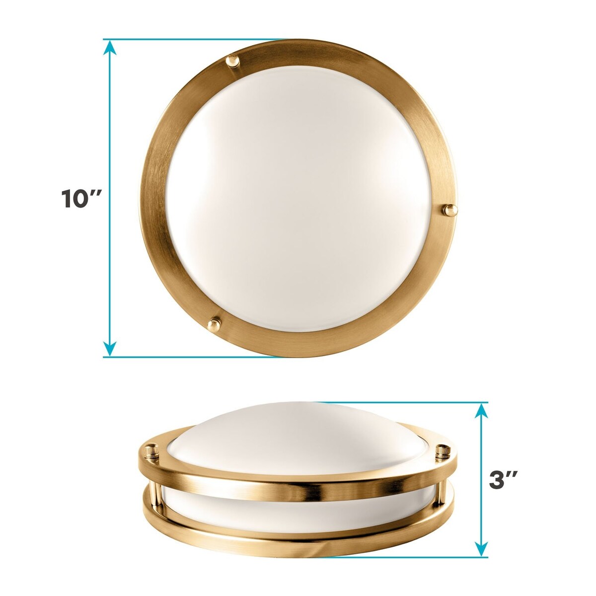 Luxrite 10 Inch LED Flush Mount Ceiling Light 5 Color Selectable Dimmable 14W 1050 Lumens ETL Listed Brushed Brass