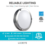 Luxrite 10 Inch LED Flush Mount Ceiling Light, Color Temperature Selectable 2700K / 3000K / 3500K / 4000K / 5000K