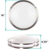 Luxrite 16 Inch LED Flush Mount Ceiling Light, Color Temperature Selectable 2700K / 3000K / 3500K / 4000K / 5000K