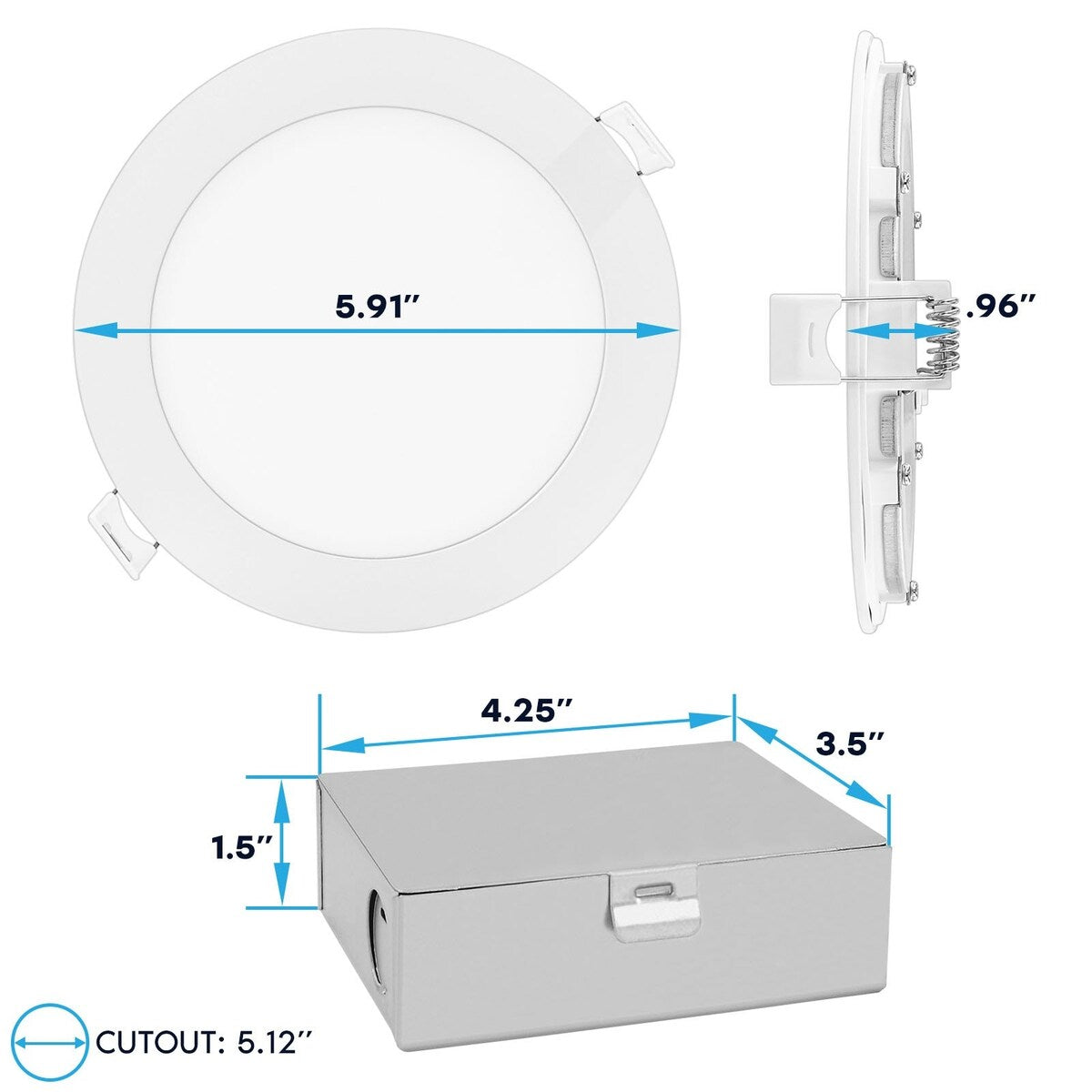 Luxrite 16-Pack 5 Inch Ultra Thin LED Recessed Light , 12W, Color Selectable, Dimmable, 1000 Lumens, ETL, IC Rated