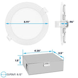 Luxrite 16-Pack 5 Inch Ultra Thin LED Recessed Light , 12W, Color Selectable, Dimmable, 1000 Lumens, ETL, IC Rated