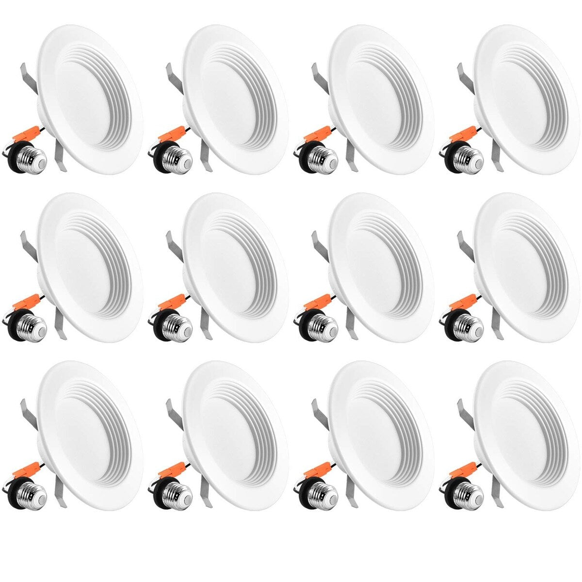 Luxrite 4 Inch Dimmable LED Recessed Lights, 10W (60W Equivalent), 700 Lumens, Baffle Trim, IC & Damp Rated (12 Pack)