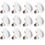 Luxrite 4 Inch Dimmable LED Recessed Lights, 10W (60W Equivalent), 700 Lumens, Baffle Trim, IC & Damp Rated (12 Pack)