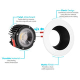 Luxrite 4 Inch LED Recessed Light, 15W, 5 Color Selectable, 1100 Lumens, Dimmable, Wet Rated - White Black Trim 4-Pack