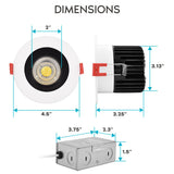 Luxrite 4 Inch LED Recessed Light, 15W, 5 Color Selectable, 1100 Lumens, Dimmable, Wet Rated - White Black Trim 4-Pack