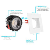 Luxrite 4" Square LED Recessed Light J-Box 15W 5 Color Options 1100 Lumens Dimmable Wet Rated IC Rated Smooth Trim