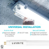 Luxrite 4FT T5 LED Tube Lights, 24W=54W, 45.78", Ballast and Ballast Bypass Compatible, Damp Rated 4 Pack - N/A