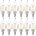 Luxrite 4W Vintage Candelabra LED Bulbs Dimmable, 400 Lumens, 40W Equivalent, Flame Tip Clear Glass, E12 Base (12 Pack)