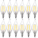 Luxrite 4W Vintage Candelabra LED Bulbs Dimmable, 400 Lumens, 40W Equivalent, Flame Tip Clear Glass, E12 Base (12 Pack)