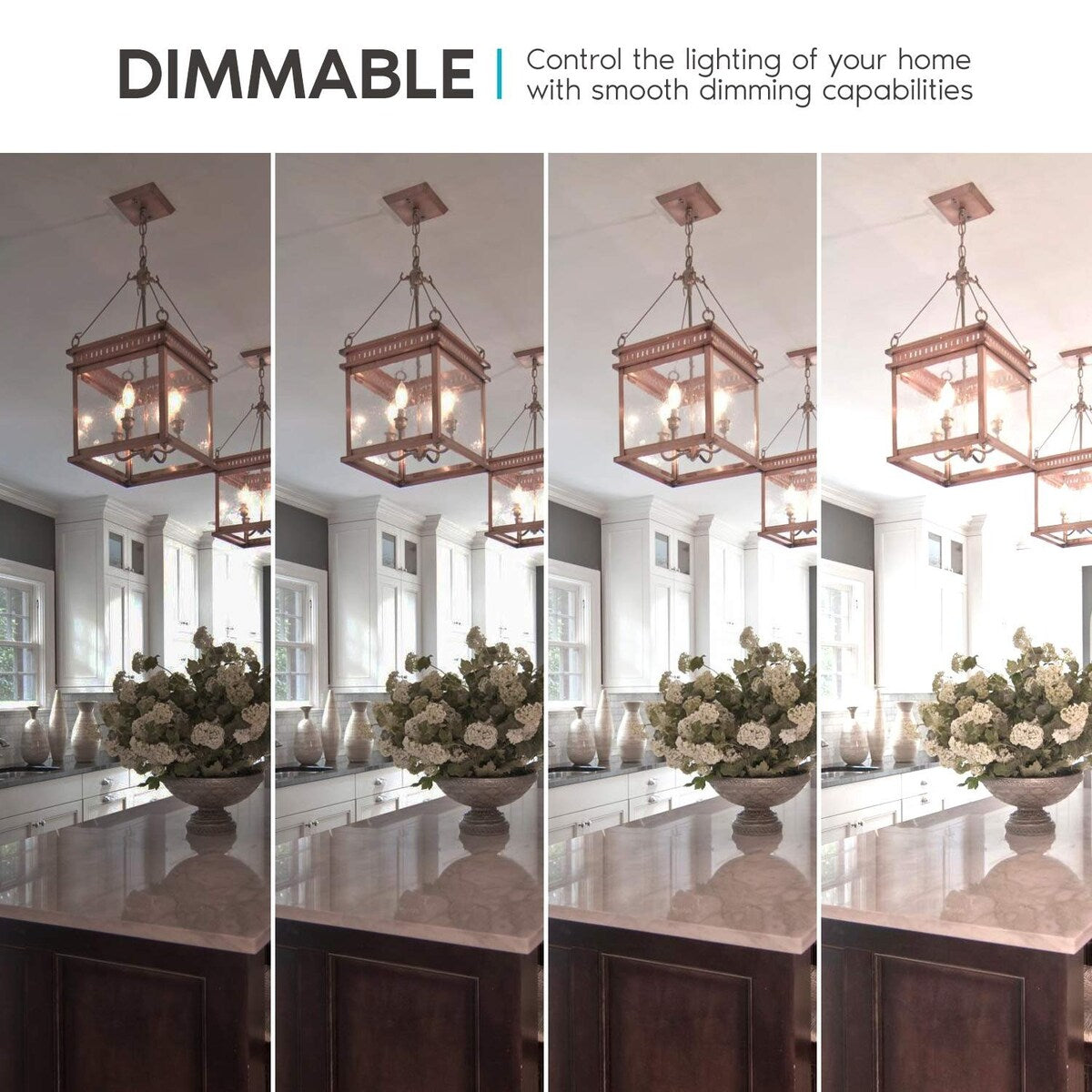 Luxrite 4W Vintage Candelabra LED Bulbs Dimmable, 400 Lumens, 40W Equivalent, Flame Tip Clear Glass, E12 Base (12 Pack)