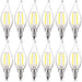 Luxrite 4W Vintage Candelabra LED Bulbs Dimmable, 400 Lumens, 40W Equivalent, Flame Tip Clear Glass, E12 Base (12 Pack)