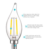 Luxrite 4W Vintage Candelabra LED Bulbs Dimmable, 400 Lumens, 40W Equivalent, Flame Tip Clear Glass, E12 Base (12 Pack)