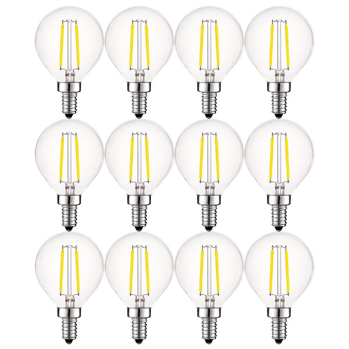 Luxrite 4W Vintage G16.5 LED Globe Bulbs Dimmable, 2700K Warm White, 400 Lumens, E12 LED Bulb 40W Equivalent, 12 Pack