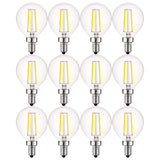 Luxrite 4W Vintage G16.5 LED Globe Bulbs Dimmable, 2700K Warm White, 400 Lumens, E12 LED Bulb 40W Equivalent, 12 Pack