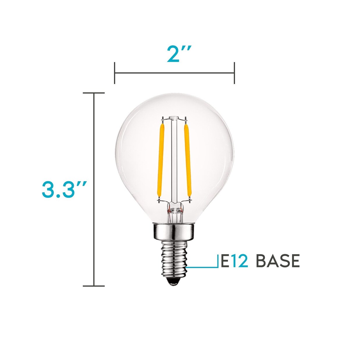 Luxrite 4W Vintage G16.5 LED Globe Bulbs Dimmable, 2700K Warm White, 400 Lumens, E12 LED Bulb 40W Equivalent, 12 Pack