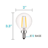 Luxrite 4W Vintage G16.5 LED Globe Bulbs Dimmable, 2700K Warm White, 400 Lumens, E12 LED Bulb 40W Equivalent, 12 Pack